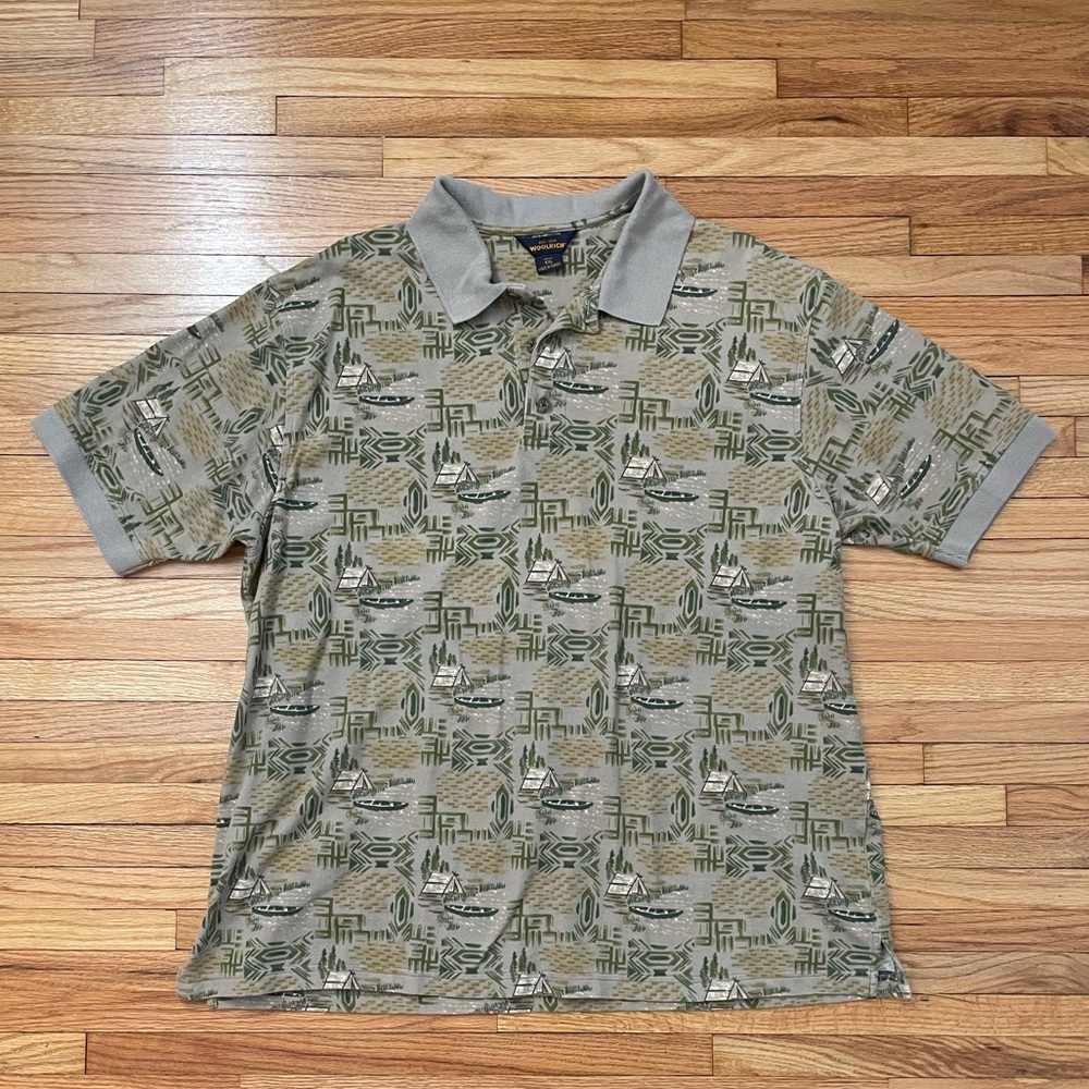 WOOLRICH Cotton Camping Theme Polo Shirt - Picture 1 of 12